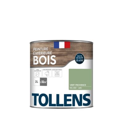 Peinture extérieure bois Tollens satin vert provence 2L