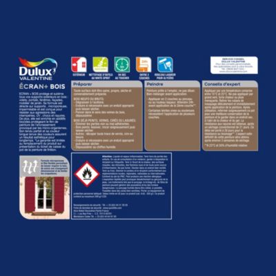 Peinture extérieure Ecran + bois Dulux Valentine satin brun naturel 2L +20% gratuit