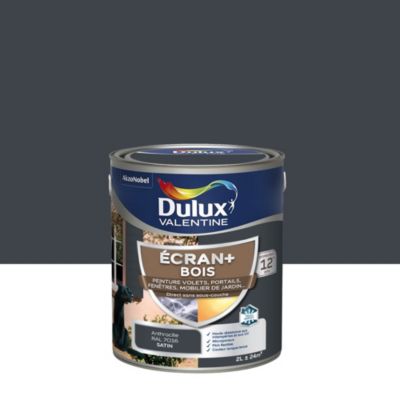 Peinture extérieure Ecran+ bois Dulux Valentine satin gris anthracite 2L