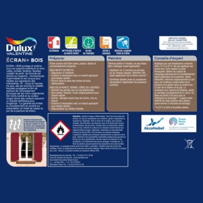 Peinture extérieure Ecran+ bois Dulux Valentine satin gris anthracite 2L