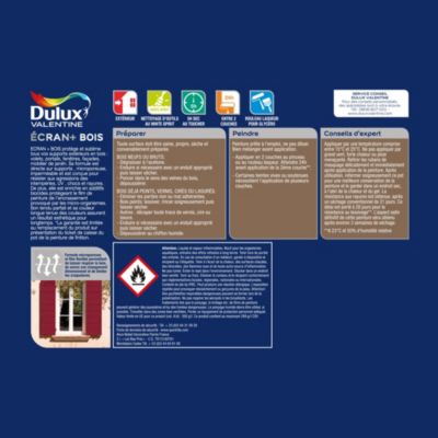Peinture extérieure Ecran+ bois Dulux Valentine satin gris franc 500 ml