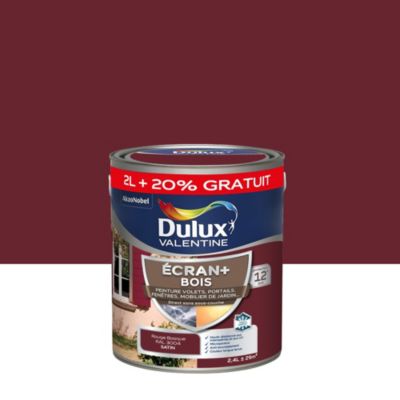 Peinture extérieure Ecran + bois Dulux Valentine satin rouge 2L +20% gratuit