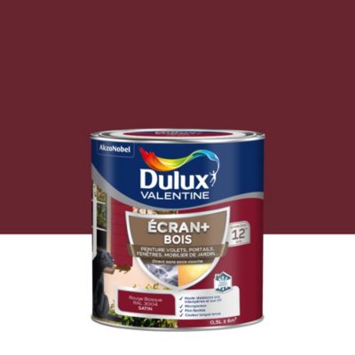 Peinture extérieure Ecran+ bois Dulux Valentine satin rouge basque 500 ml