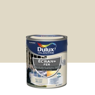 Peinture extérieure Ecran+ fer Dulux Valentine brillant blanc perle 2L
