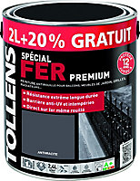 Peinture extérieure et intérieure fer gris anthracite brillant Tollens 2L +20% gratuit