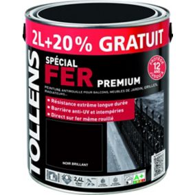 Peinture extérieure et intérieure fer noir brillant Tollens 2L +20% gratuit