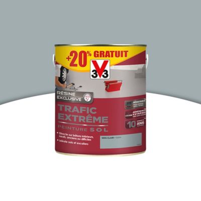 Peinture extérieure et intérieure pour sol trafic extrême V33 gris clair 2,5L + 20% gratuit