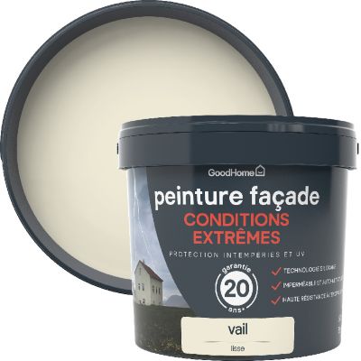 Peinture extérieure façade conditions extrêmes GoodHome crème Vail 5L
