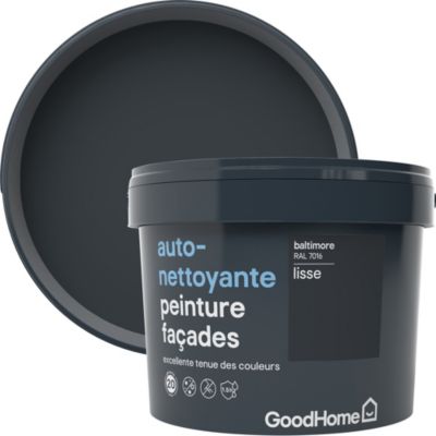 Peinture extérieure façade conditions extrêmes GoodHome gris anthracite Baltimore 10L