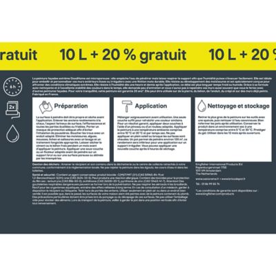 Peinture extérieure façade conditions extrêmes GoodHome ton pierre 10L +20% gratuit