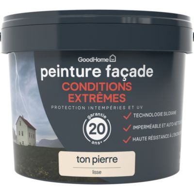 Peinture extérieure façade conditions extrêmes GoodHome ton pierre 10L