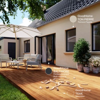 Peinture extérieure façade conditions extrêmes GoodHome ton pierre 10L