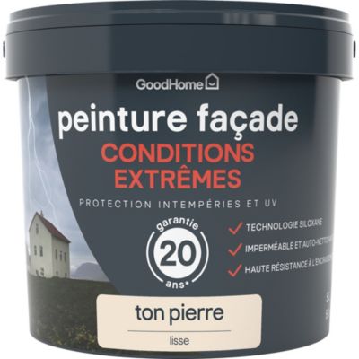 Peinture extérieure façade conditions extrêmes GoodHome ton pierre 5L