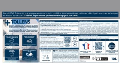 Peinture extérieure façade Tollens express RAL 9001 ton pierre 10L