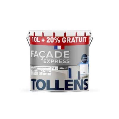 Peinture extérieure façade Tollens Projet express blanc 10L+ 20% gratuit