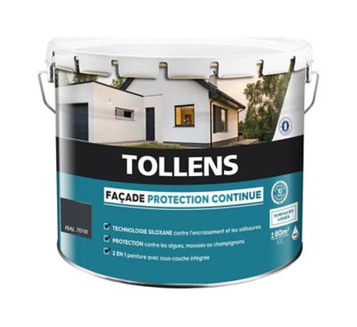 Peinture extérieure façade Tollens ultra résistante RAL 7016 gris 10L
