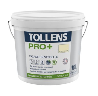 Peinture extérieure façade universelle Tollens pro+ RAL 9001 gris ton pierre 10L