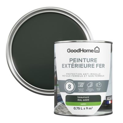 Peinture extérieure fer anti-rouille GoodHome RAL 6009 vert beaumont satin 0.75L