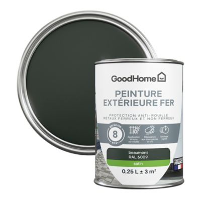 Peinture extérieure fer anti-rouille GoodHome RAL 6009 vert beaumont satin 250ml