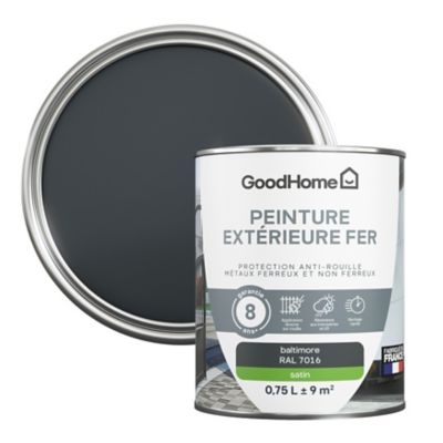 Peinture extérieure fer anti-rouille GoodHome RAL 7016 gris baltimore satin 0.75L