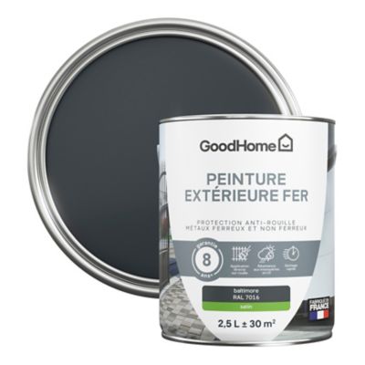 Peinture extérieure fer anti-rouille GoodHome RAL 7016 gris baltimore satin 2.5L