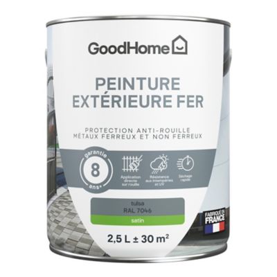 Peinture extérieure fer anti-rouille GoodHome RAL 7046 gris tulsa satin 2.5L