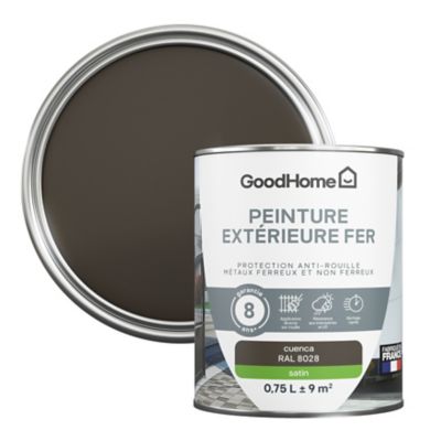 Peinture extérieure fer anti-rouille GoodHome RAL 8028 marron cuenca satin 0.75L