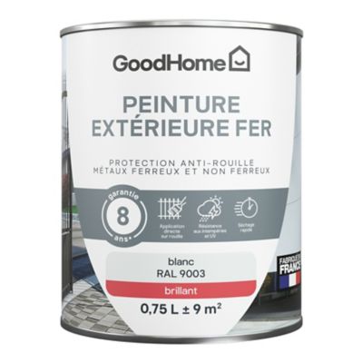 Peinture extérieure fer anti-rouille GoodHome RAL 9003 blanc brillant 0.75L