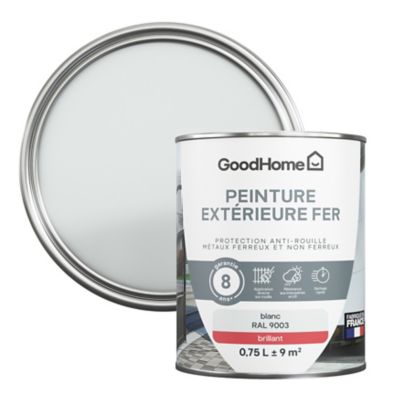 Peinture extérieure fer anti-rouille GoodHome RAL 9003 blanc brillant 0.75L