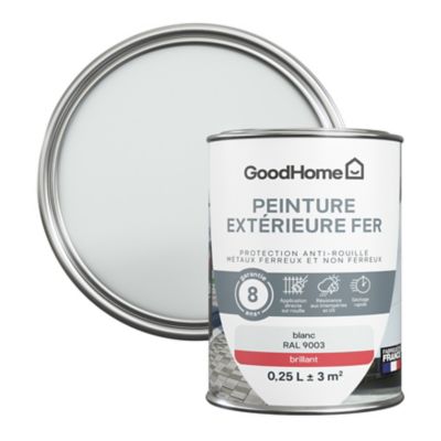Peinture extérieure fer anti-rouille GoodHome RAL 9003 blanc brillant 250ml