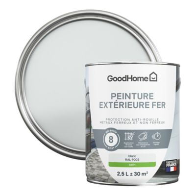 Peinture extérieure fer anti-rouille GoodHome RAL 9003 blanc satin 2.5L