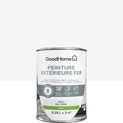 Peinture extérieure fer anti-rouille GoodHome RAL 9003 blanc satin 250ml