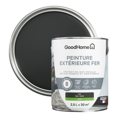 Peinture extérieure fer anti-rouille GoodHome RAL 9005 noir satin 2.5L