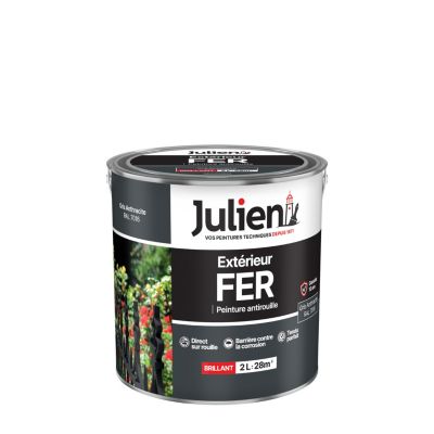 Peinture extérieure fer antirouille Julien gris anthracite brillant 2L