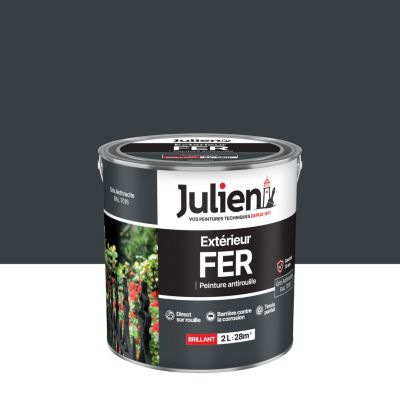 Peinture extérieure fer antirouille Julien gris anthracite brillant 2L