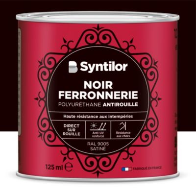 Peinture extérieure fer antirouille noir satiné Syntilor 125ml