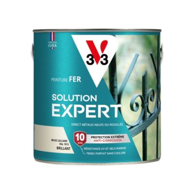 Peinture extérieure fer Solution expert beige calcaire brillant V33 2L