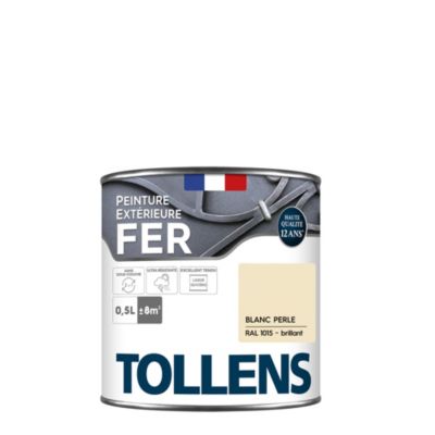 Peinture extérieure fer Tollens brillant blanc perle 500ml