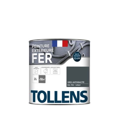 Peinture extérieure fer Tollens brillant gris anthracite 2L