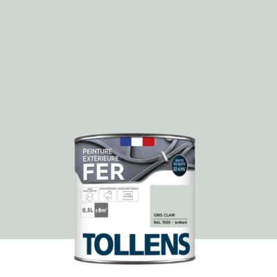 Peinture extérieure fer Tollens brillant gris clair 500ml