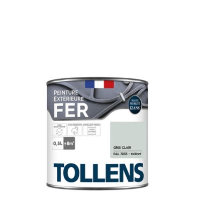 Peinture extérieure fer Tollens brillant gris clair 500ml