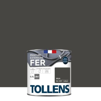 Peinture extérieure fer Tollens RAL 8019 brun brillant 500ml