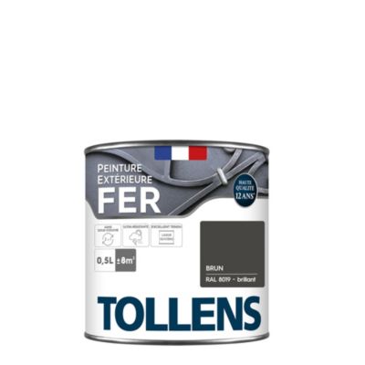 Peinture extérieure fer Tollens RAL 8019 brun brillant 500ml