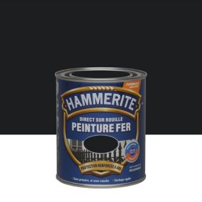 Peinture extérieure métal direct sur rouille Hammerite brillant laqué noir 0,75L