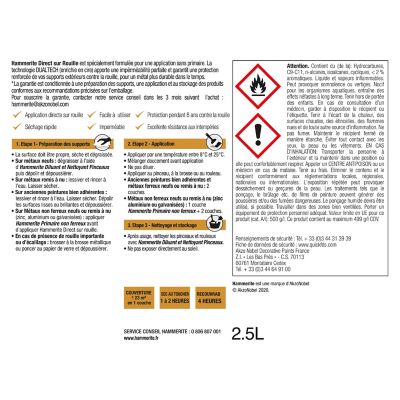 Peinture extérieure métal direct sur rouille Hammerite noir ferronnerie mat 2,5L