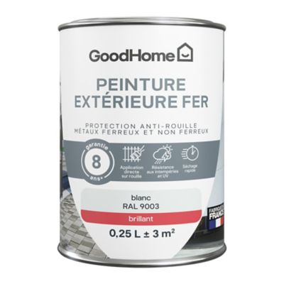 Peinture extérieure métal GoodHome blanc RAL 9003 brillant 250ml