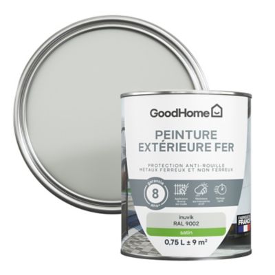 Peinture extérieure métal GoodHome Inuvik gris RAL 9002 satin 0.75L