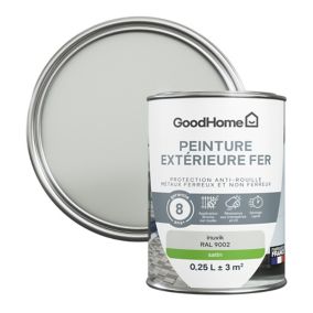 Peinture extérieure métal GoodHome Inuvik gris RAL 9002 satin 250ml