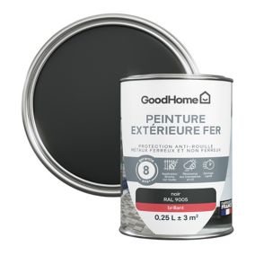 Peinture extérieure métal GoodHome noir RAL 9005 brillant 250ml