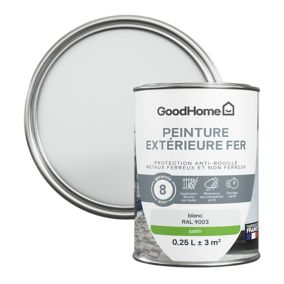 Peinture extérieure métal GoodHome Sat blanc RAL 9003 satin 250ml